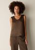 Textured Satin Curved V-Neck Tank