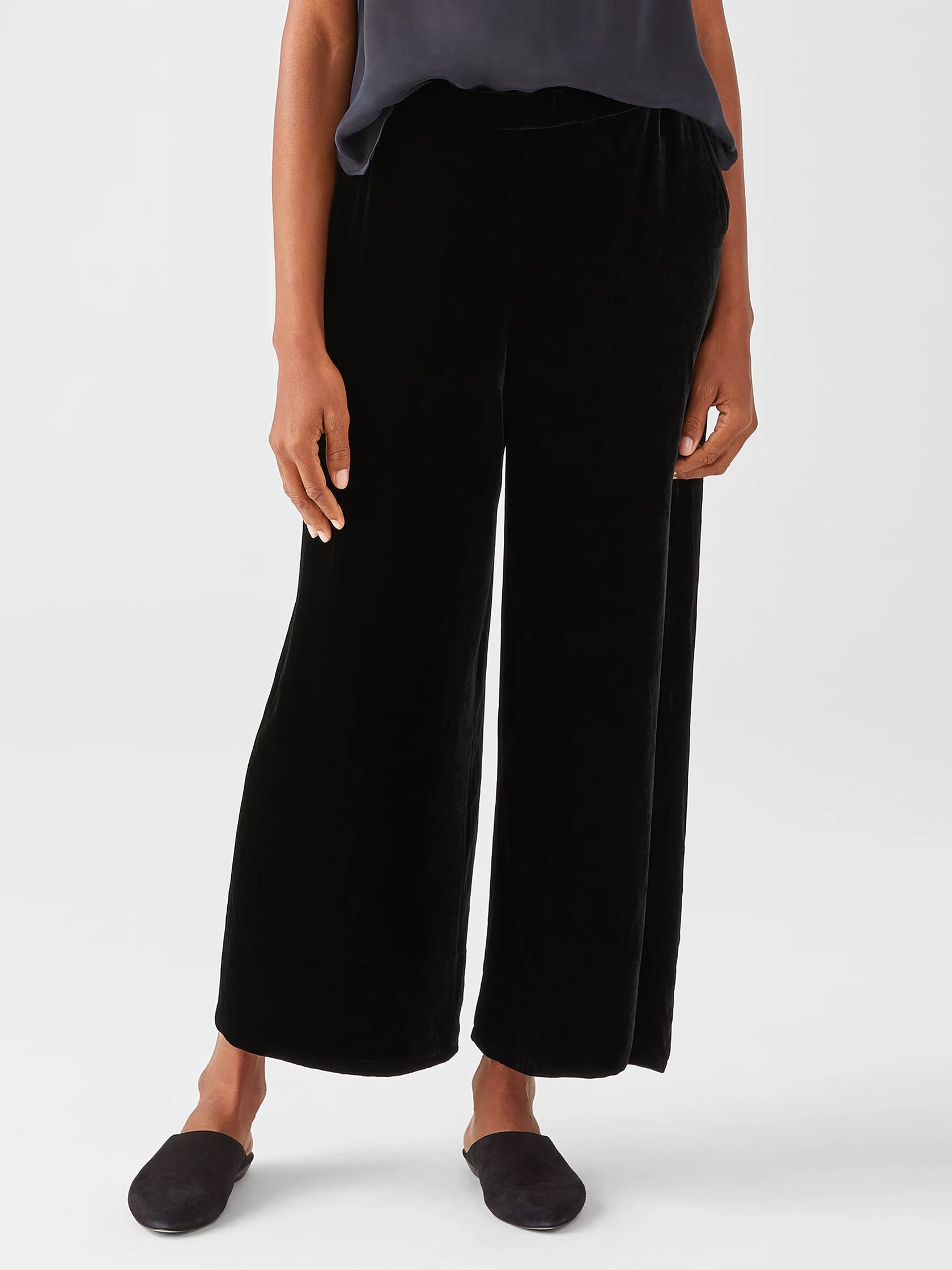 Velvet Wide-Leg Ankle Pant