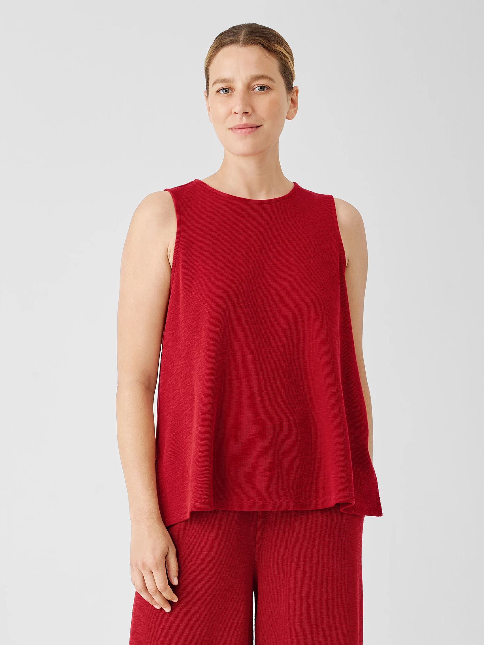 Organic Cotton Slubby Rib Knit Crew Neck Tank