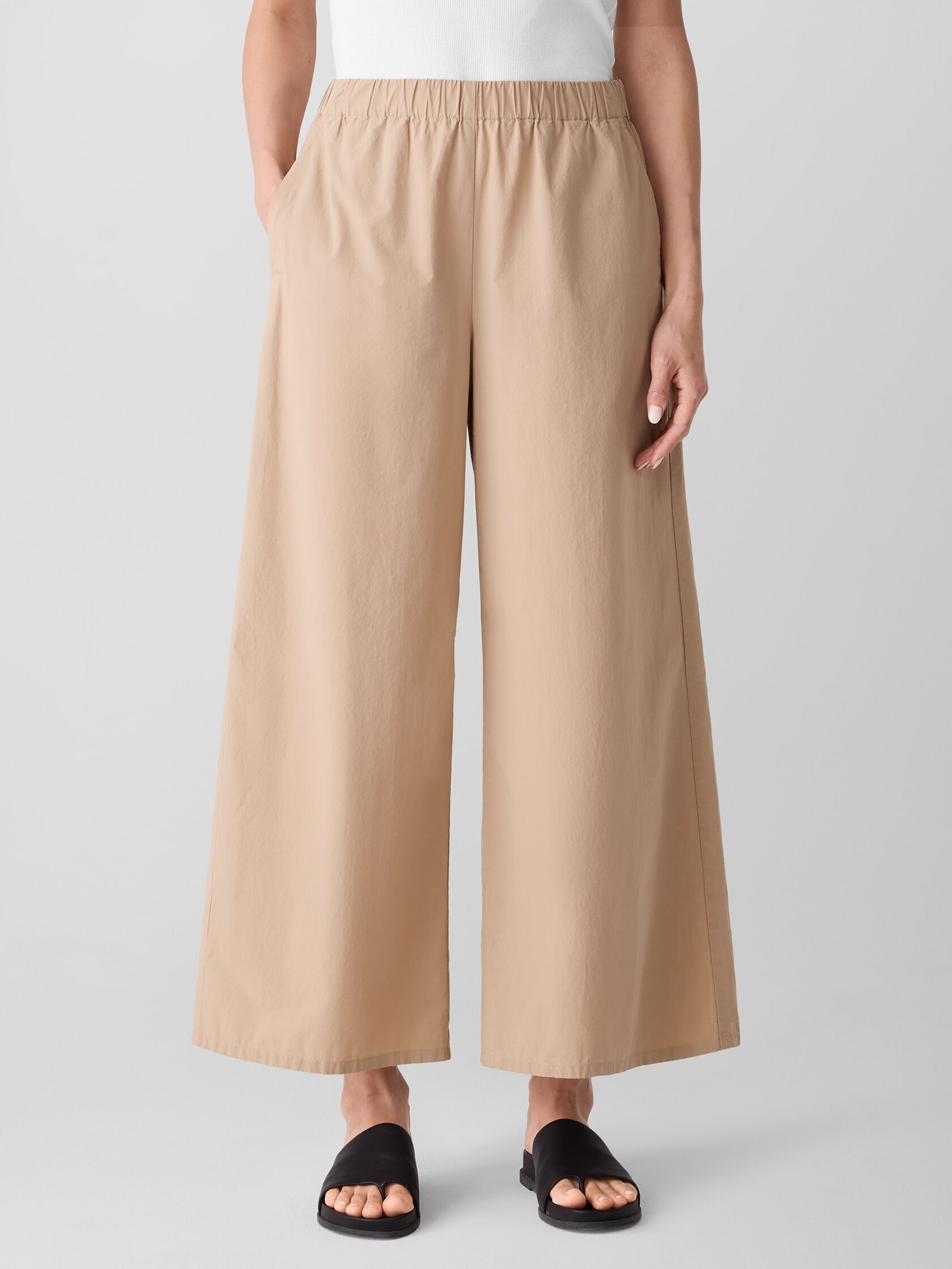Washed Organic Cotton Poplin Wide-Leg Pant