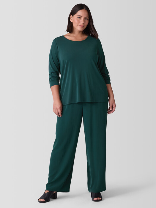 Stretch Silk Jersey Scoop Neck Top