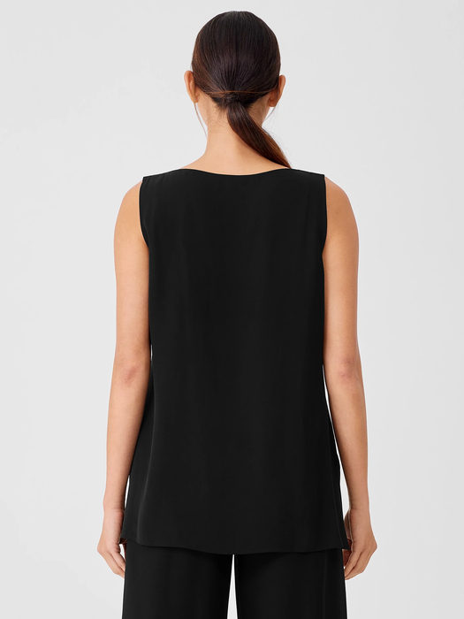 Silk Georgette Crepe Ballet Neck Tank