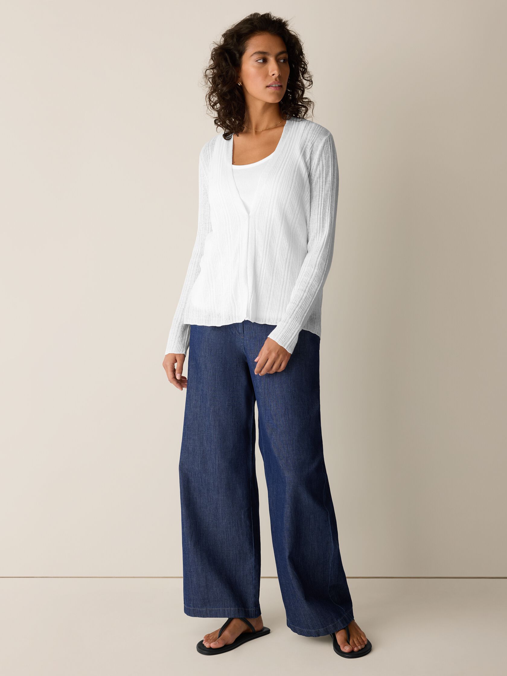 Organic Linen Cotton V-Neck Cardigan