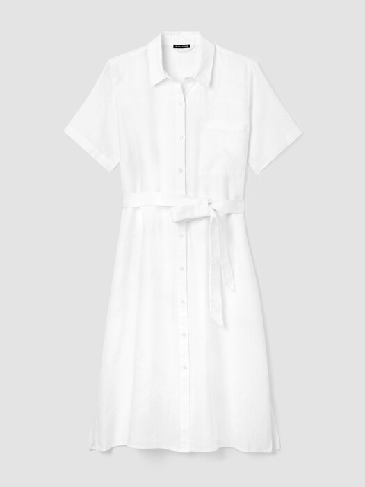Eileen Fisher - Women's Organic Linen Classic Collar Shirtdress - White - Size: Petite Large Petites Eileen Fisher - Women's Organic Linen Classic Collar Shirtdress - White - Size: Petite Large Petites