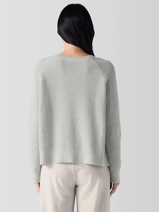 Cotton and Recycled Cashmere Thermal Crew Neck Top