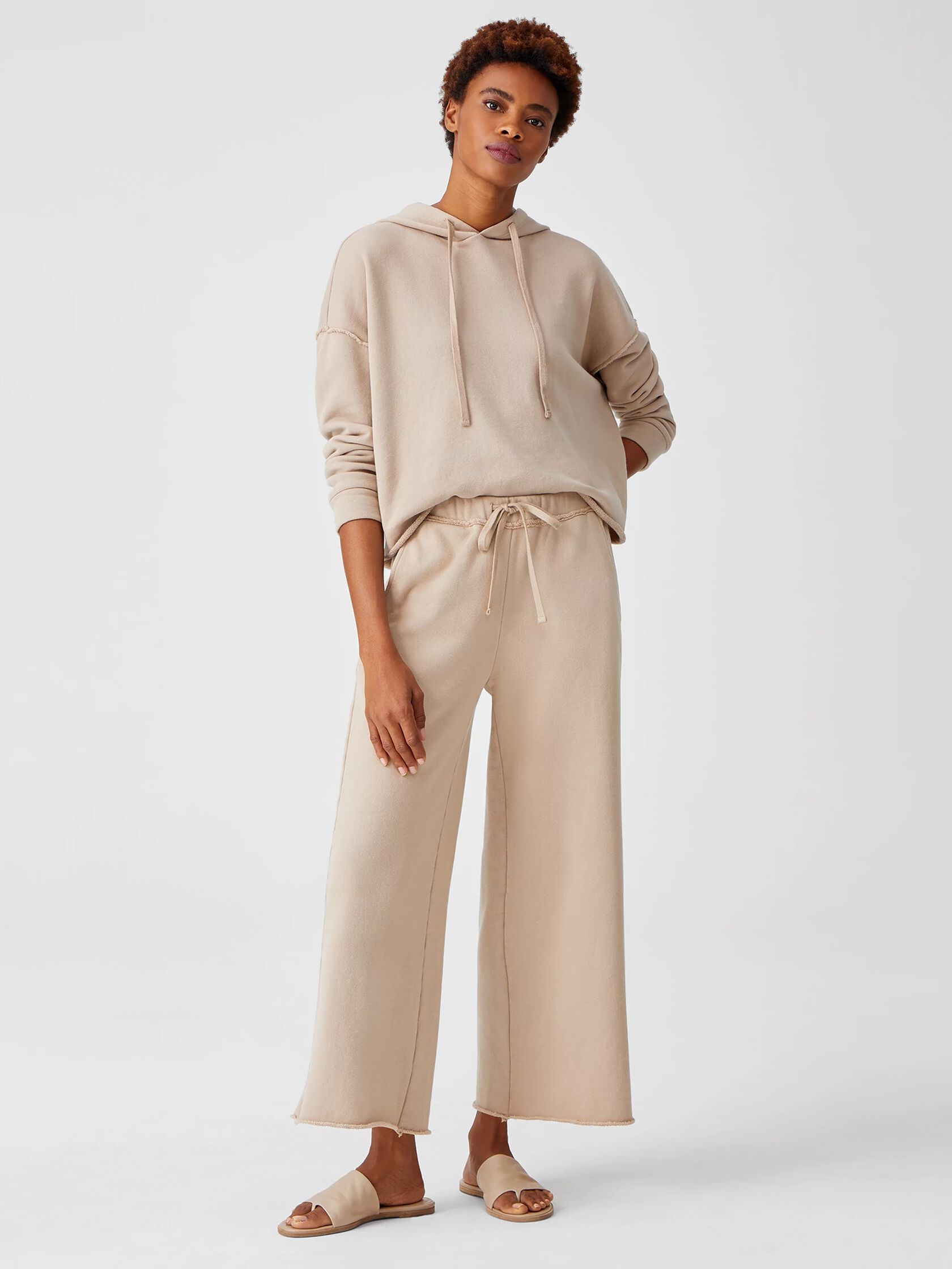 Organic Cotton French Terry Wide-Leg Pant