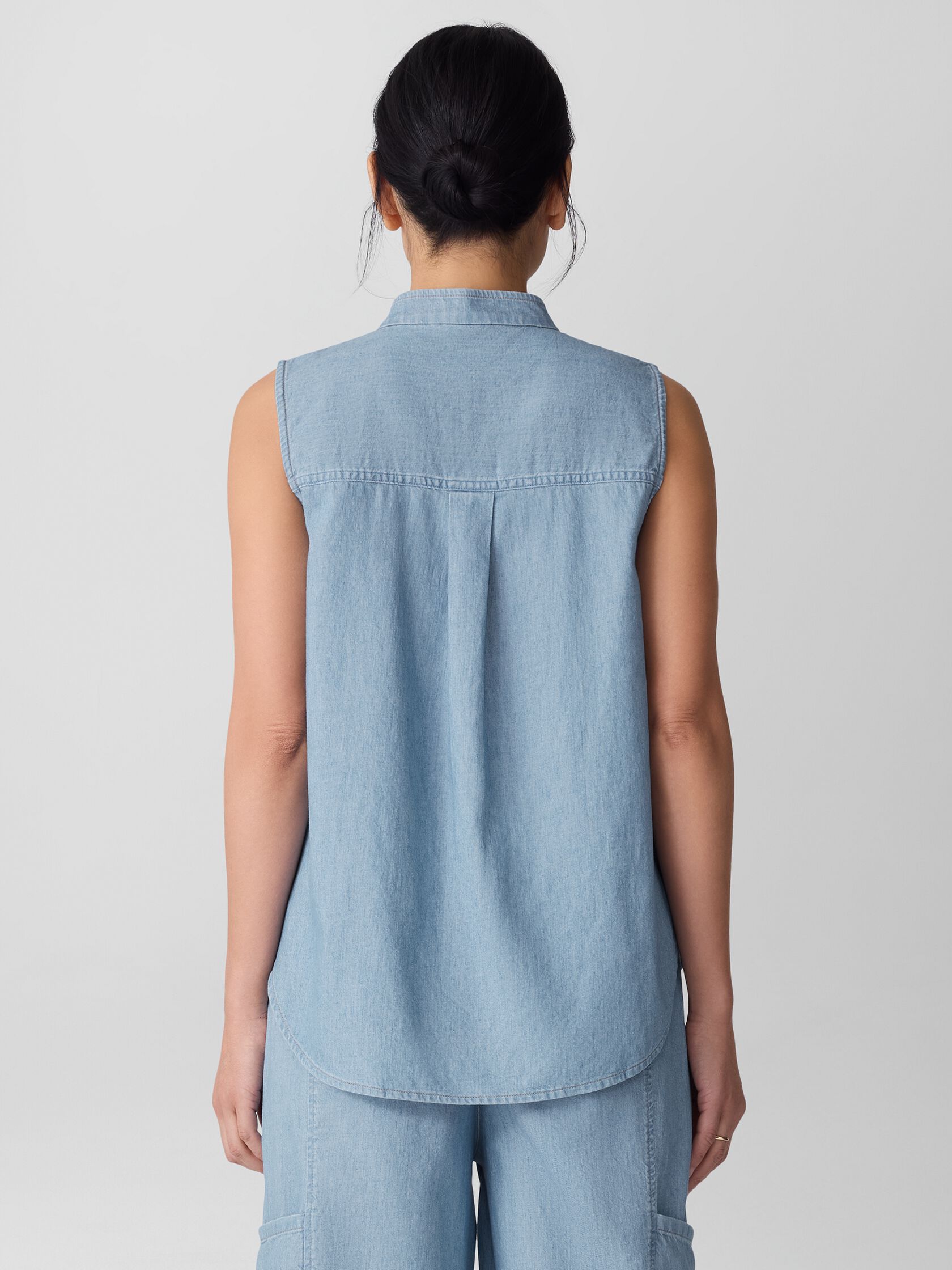 Airy Organic Cotton Twill Sleeveless Shirt