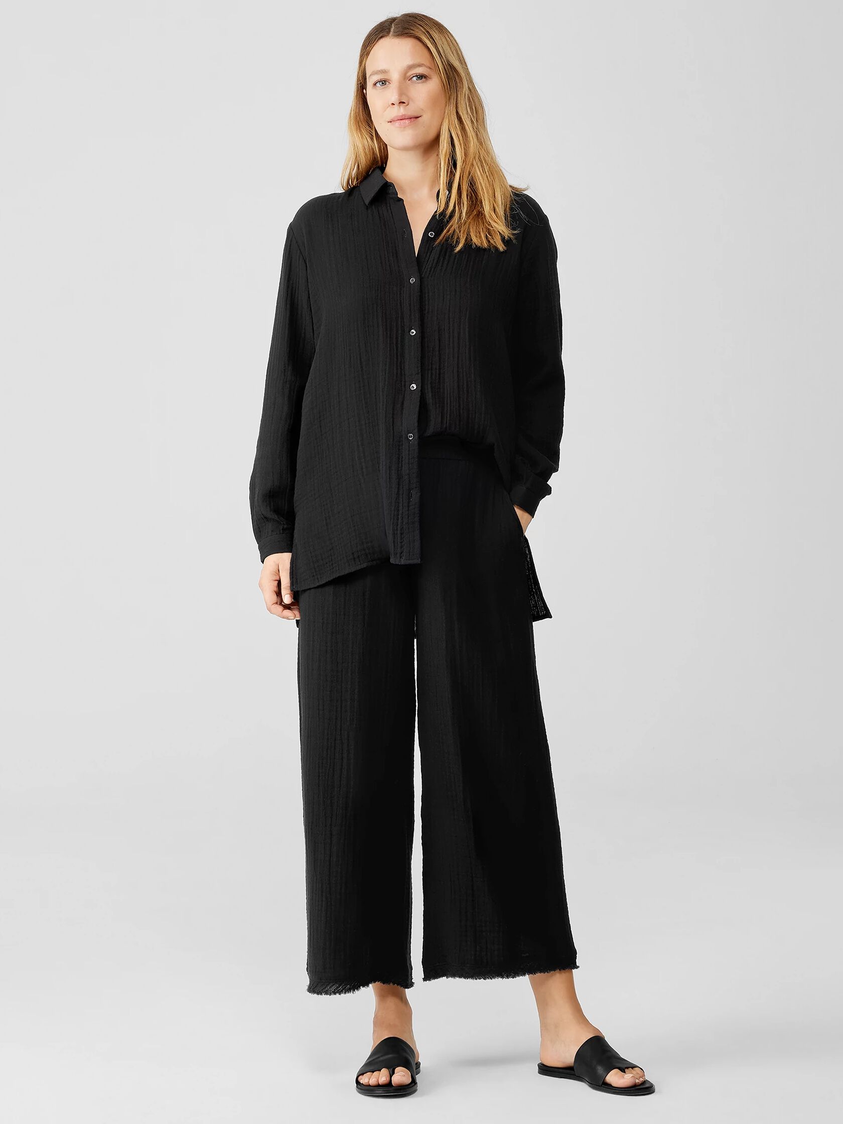 Organic Cotton Gauze Wide-Leg Pant