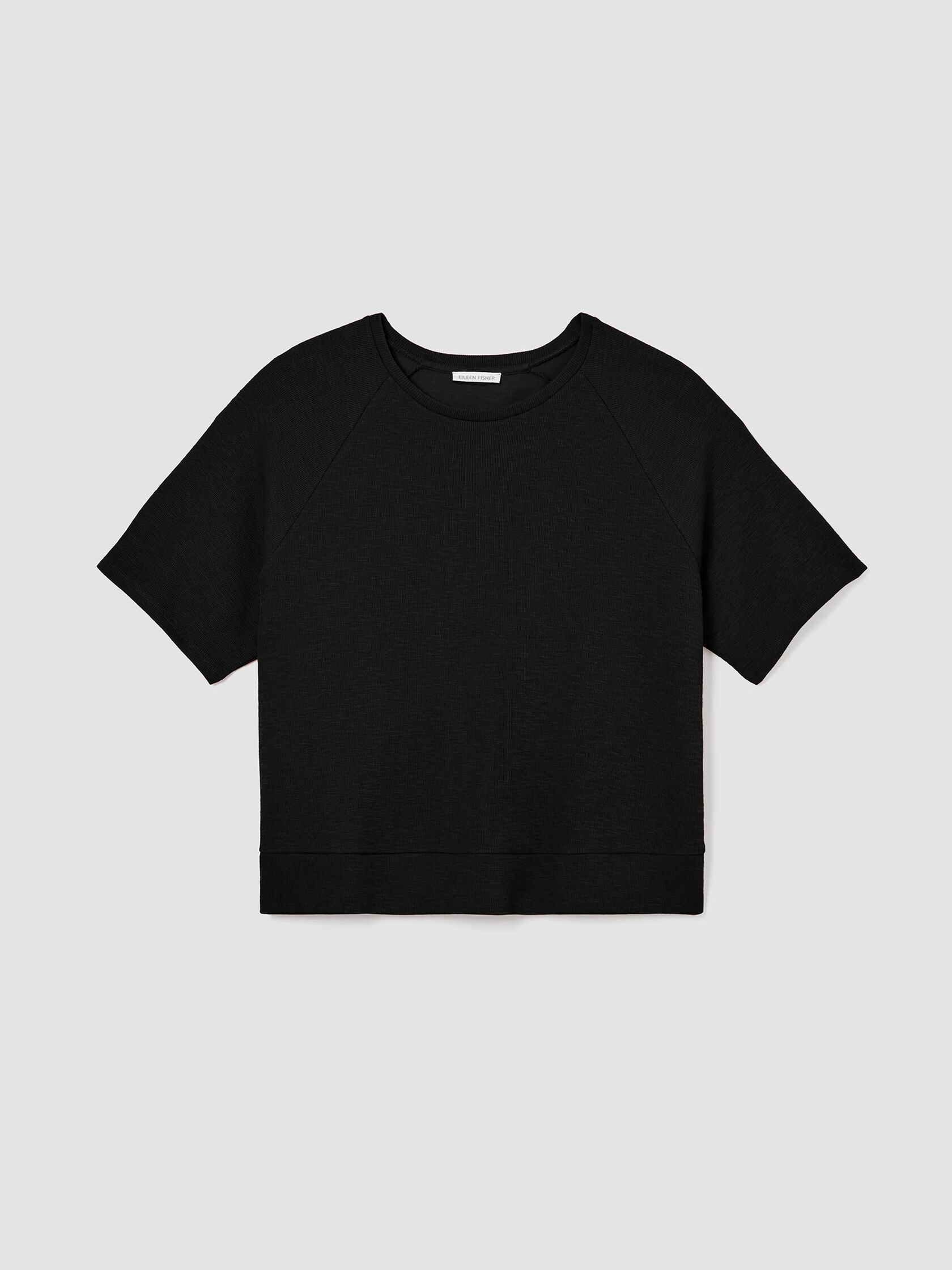 Organic Cotton Slubby Rib Knit Elbow-Sleeve Top