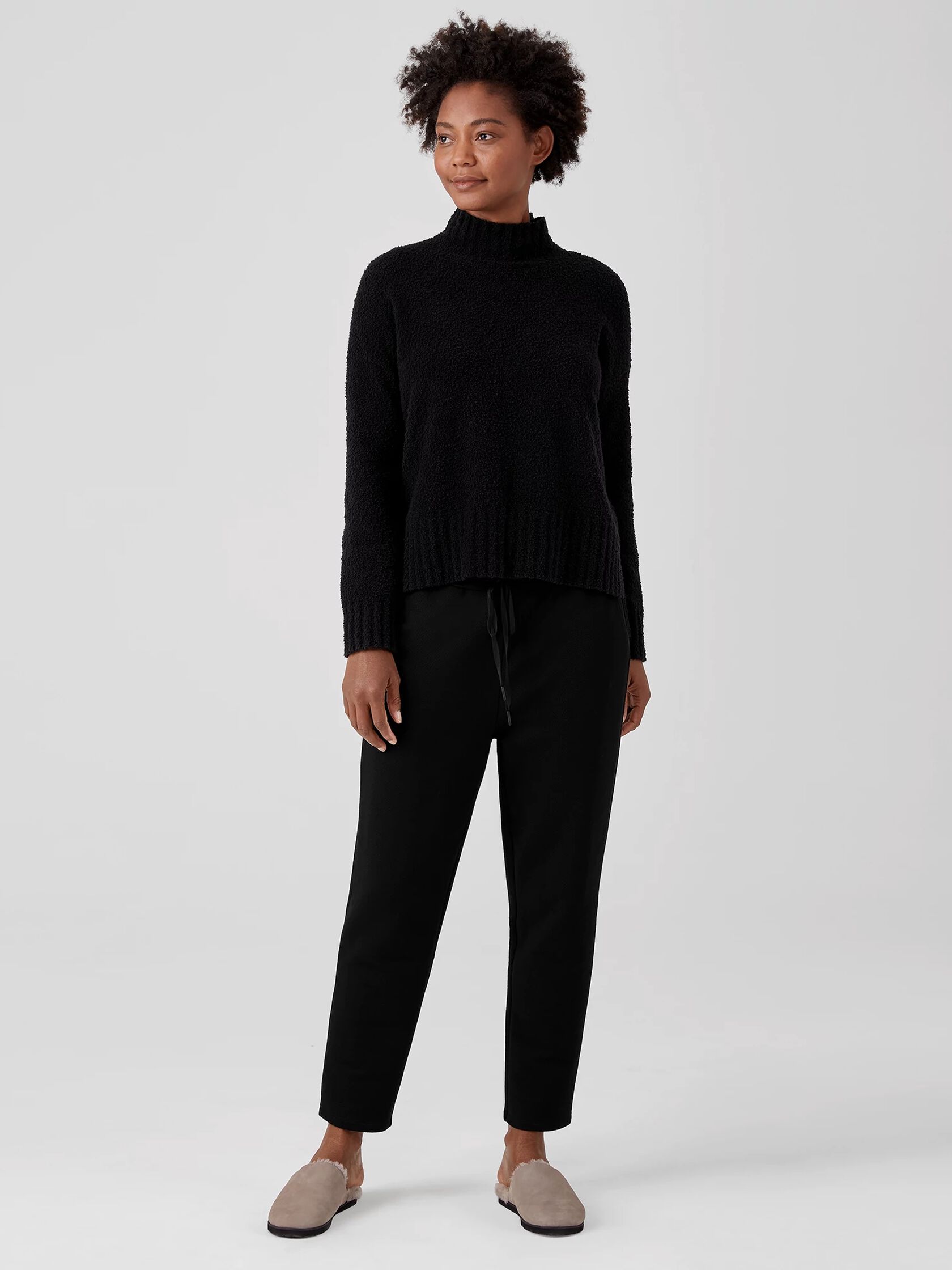 Organic Cotton Knit Twill Slouchy Ankle Pant