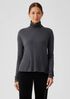 Ribbed Pima Cotton Blend Turtleneck Top