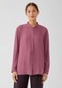 Silk Georgette Crepe Mandarin Collar Shirt