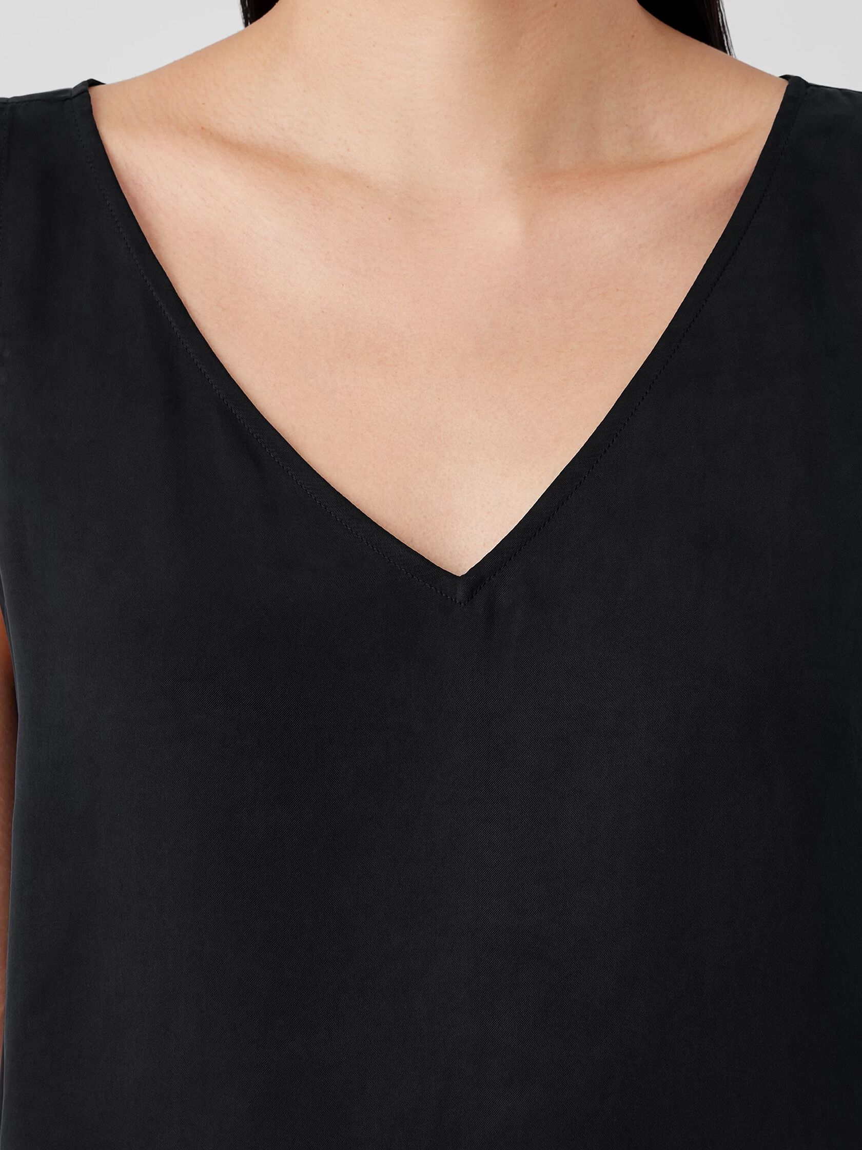 Sandwashed Cupro V-Neck Tank