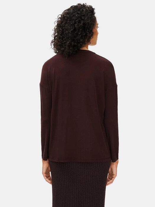 Stretch Silk Jersey Crew Neck Top