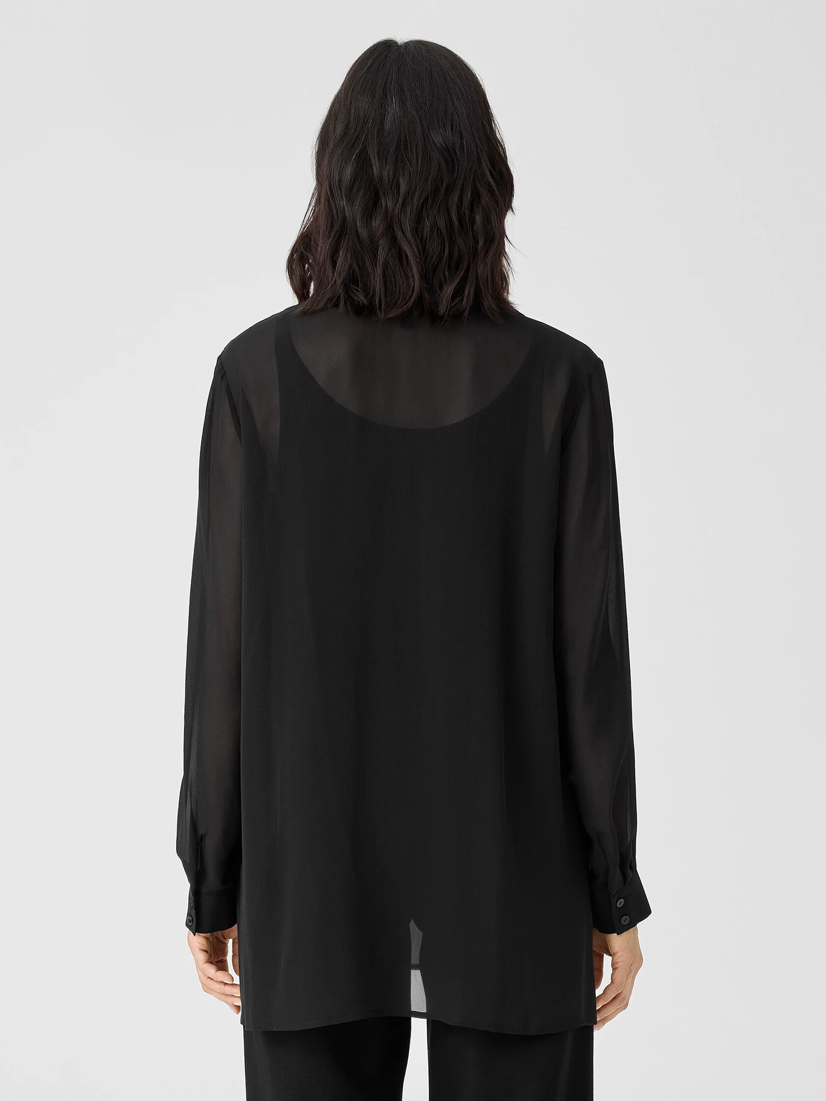 Sheer Silk Georgette Classic Collar Shirt