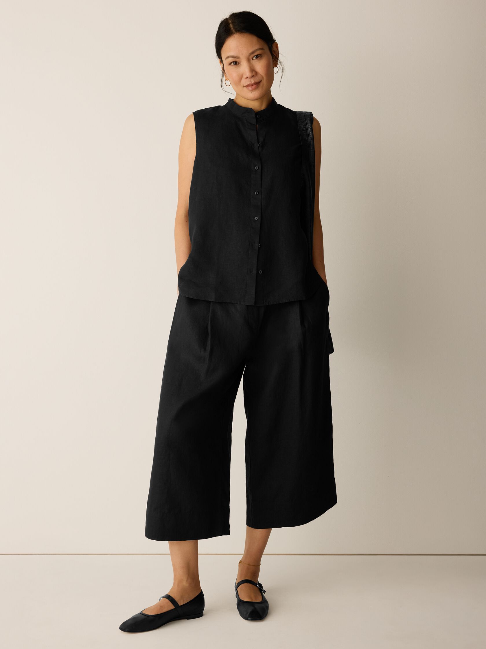 Organic Linen Pleated Culotte