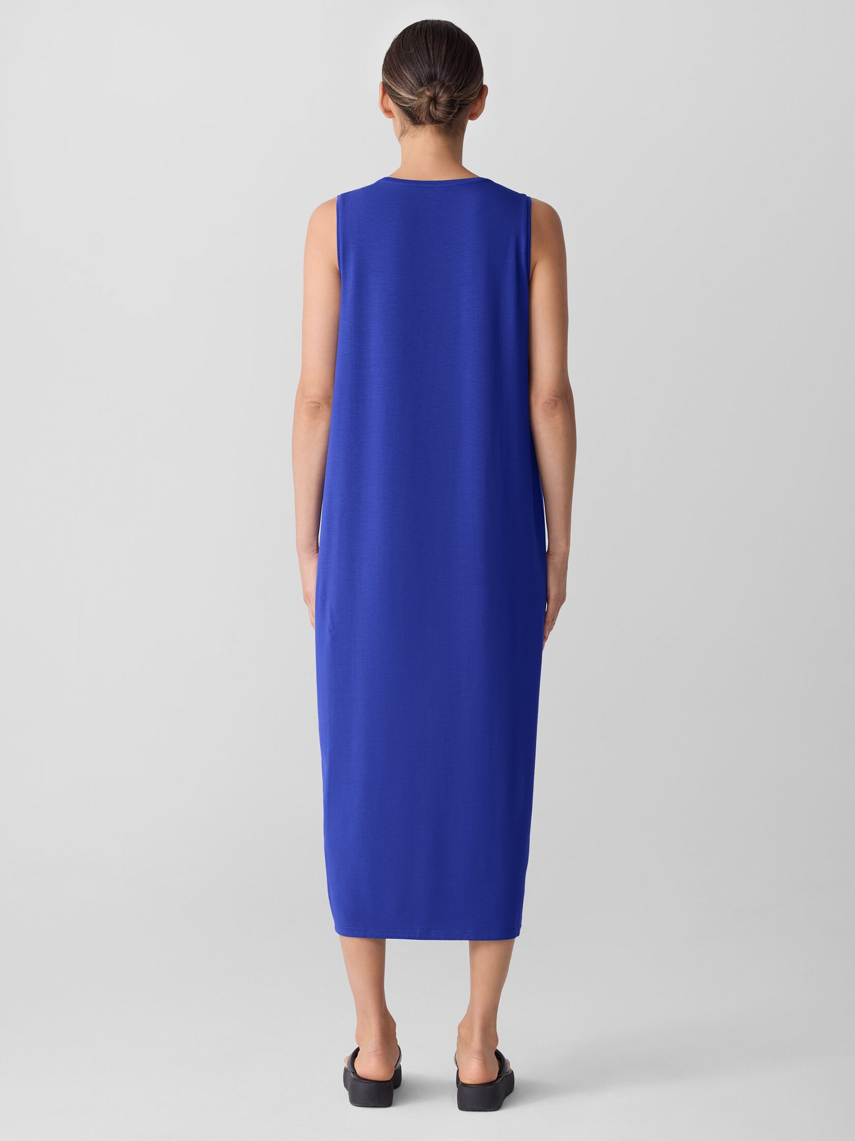 Stretch Jersey Knit Round Neck Dress