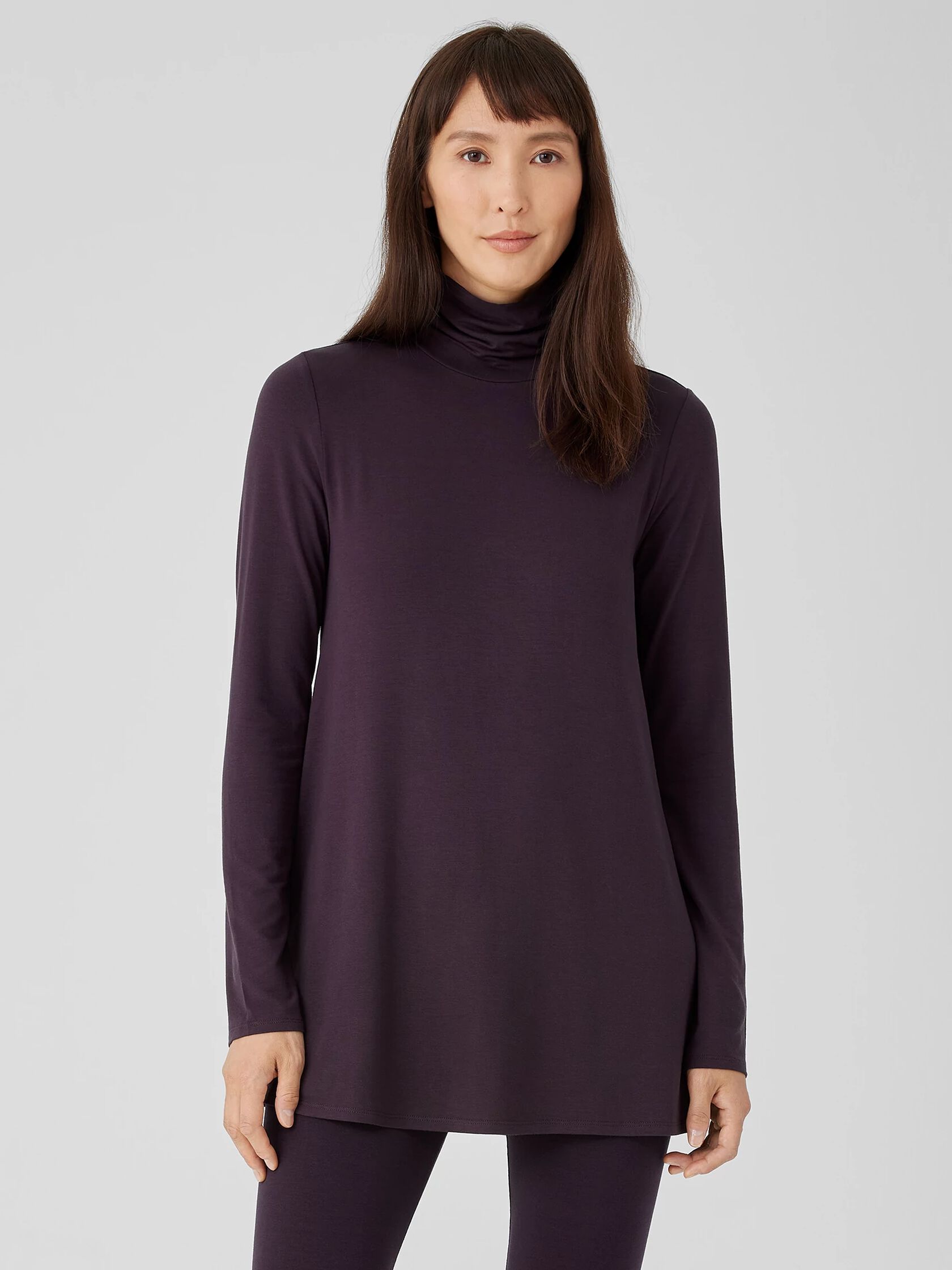 Fine Jersey Scrunch Neck Long Top