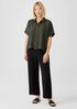 Washed Silk Habutai Short-Sleeve Shirt