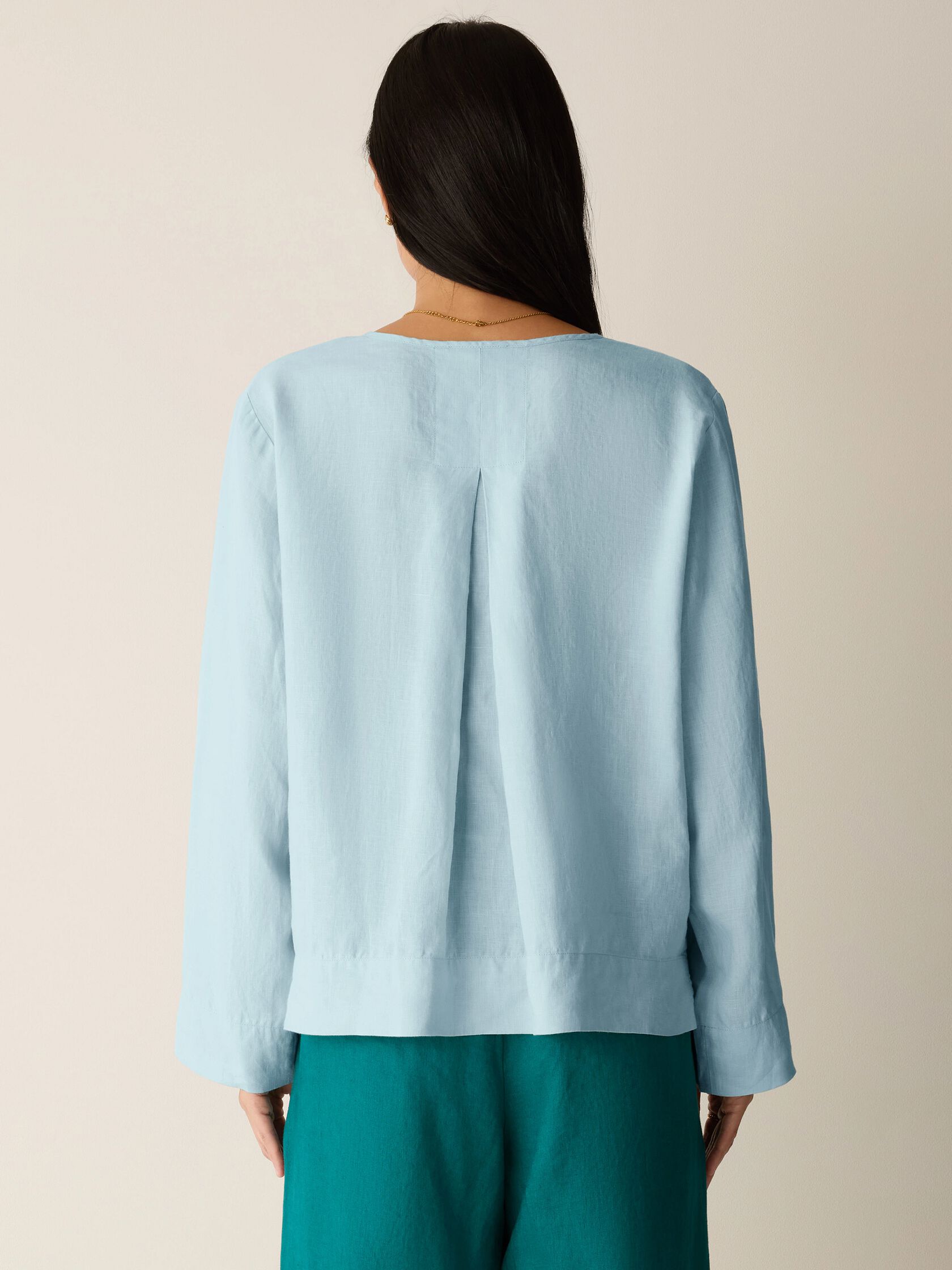 Organic Handkerchief Linen Split Neck Top