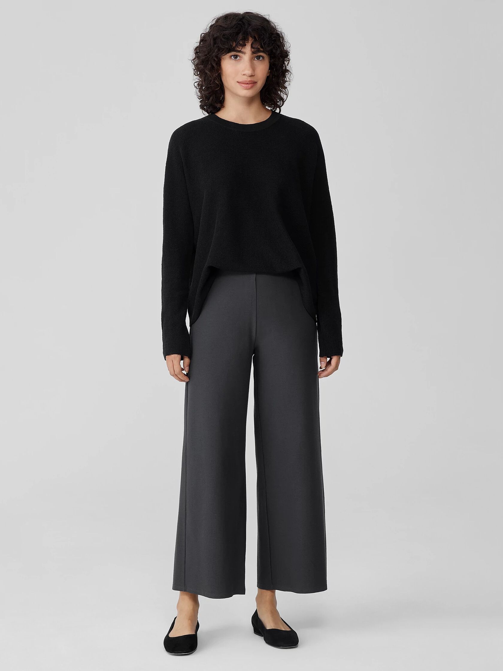 Washable Stretch Crepe Wide-Leg Pant