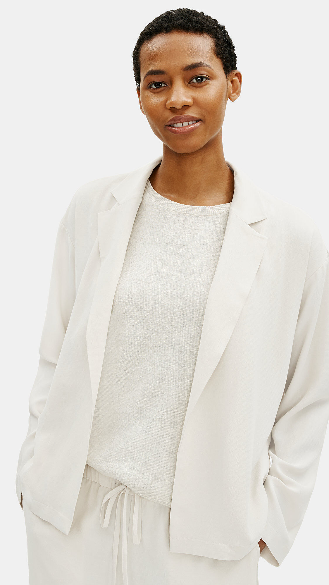 Textured Crepe Notch Collar Jacket EILEEN FISHER
