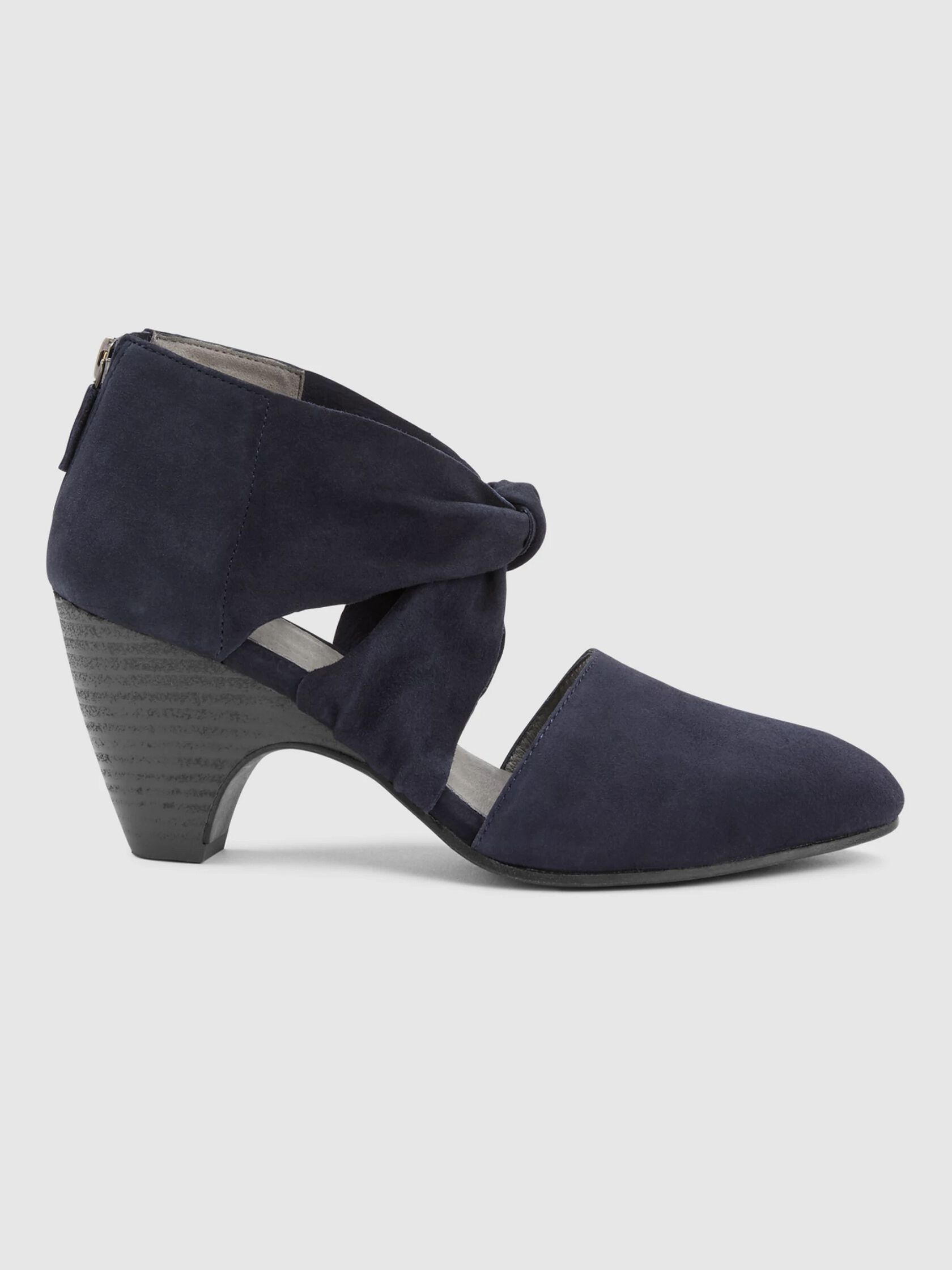 Mary Twist-Front Suede Pump