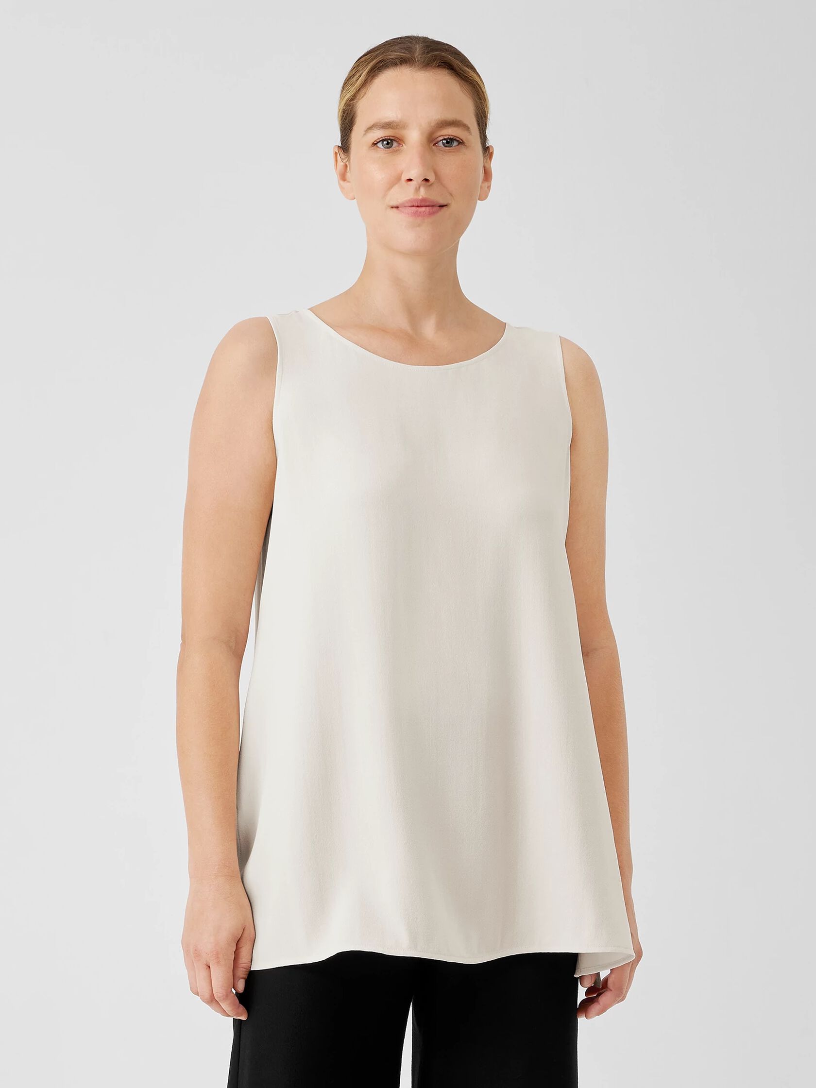 Silk Georgette Crepe Ballet Neck Tank