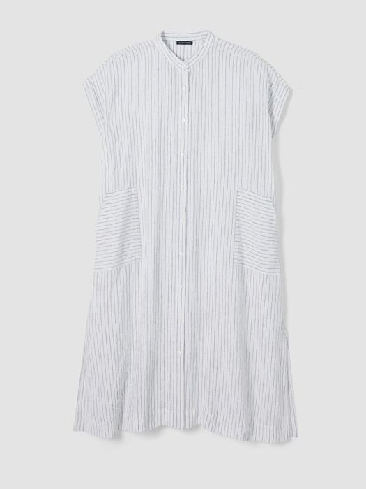 Puckered Organic Linen Shirtdress