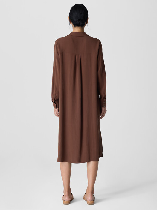 eileen fisher silk shirt dress Washed Silk Tussah Mandarin Collar Shirtdress