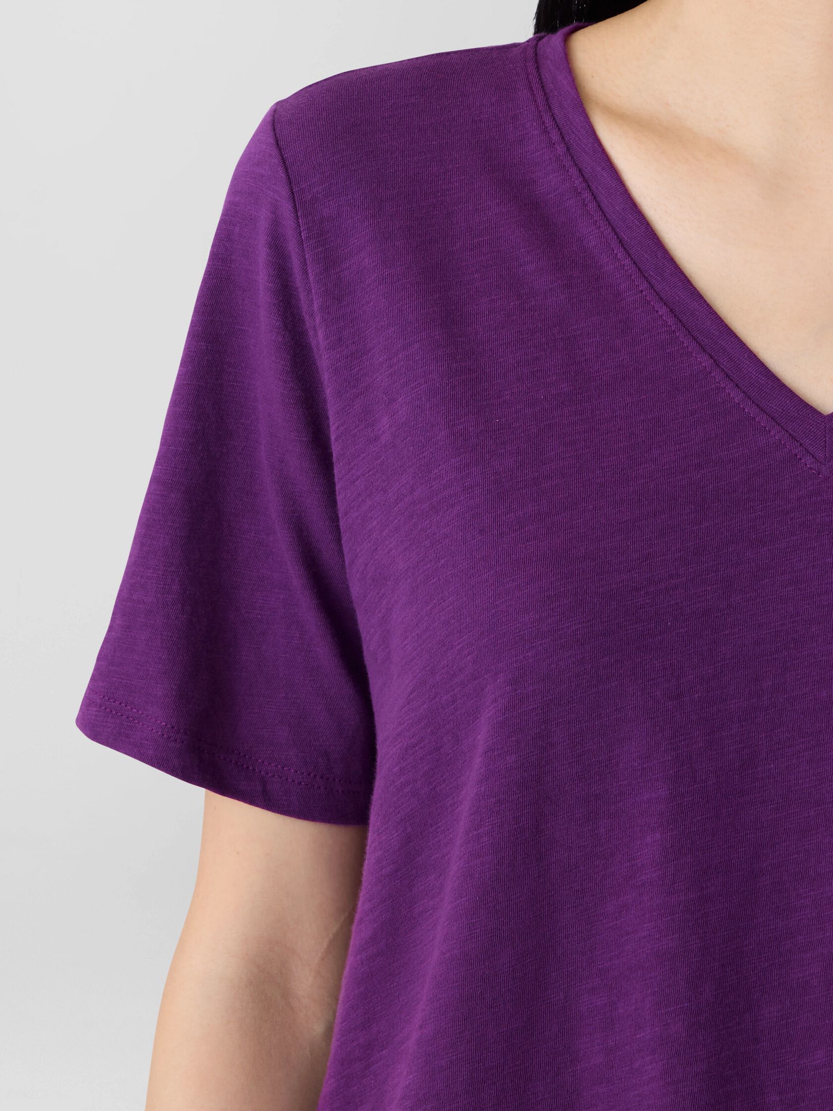 Organic Cotton Slubby Jersey V-Neck Tee