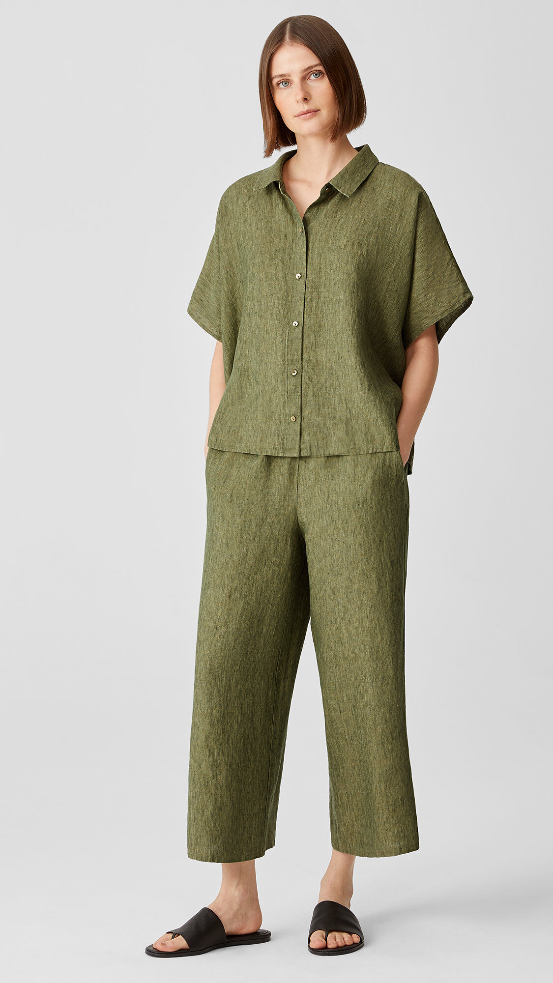 Washed Organic Linen Delave Wide-Leg Pant | EILEEN FISHER Washed Organic Linen Delave Wide-Leg Pant | EILEEN FISHER