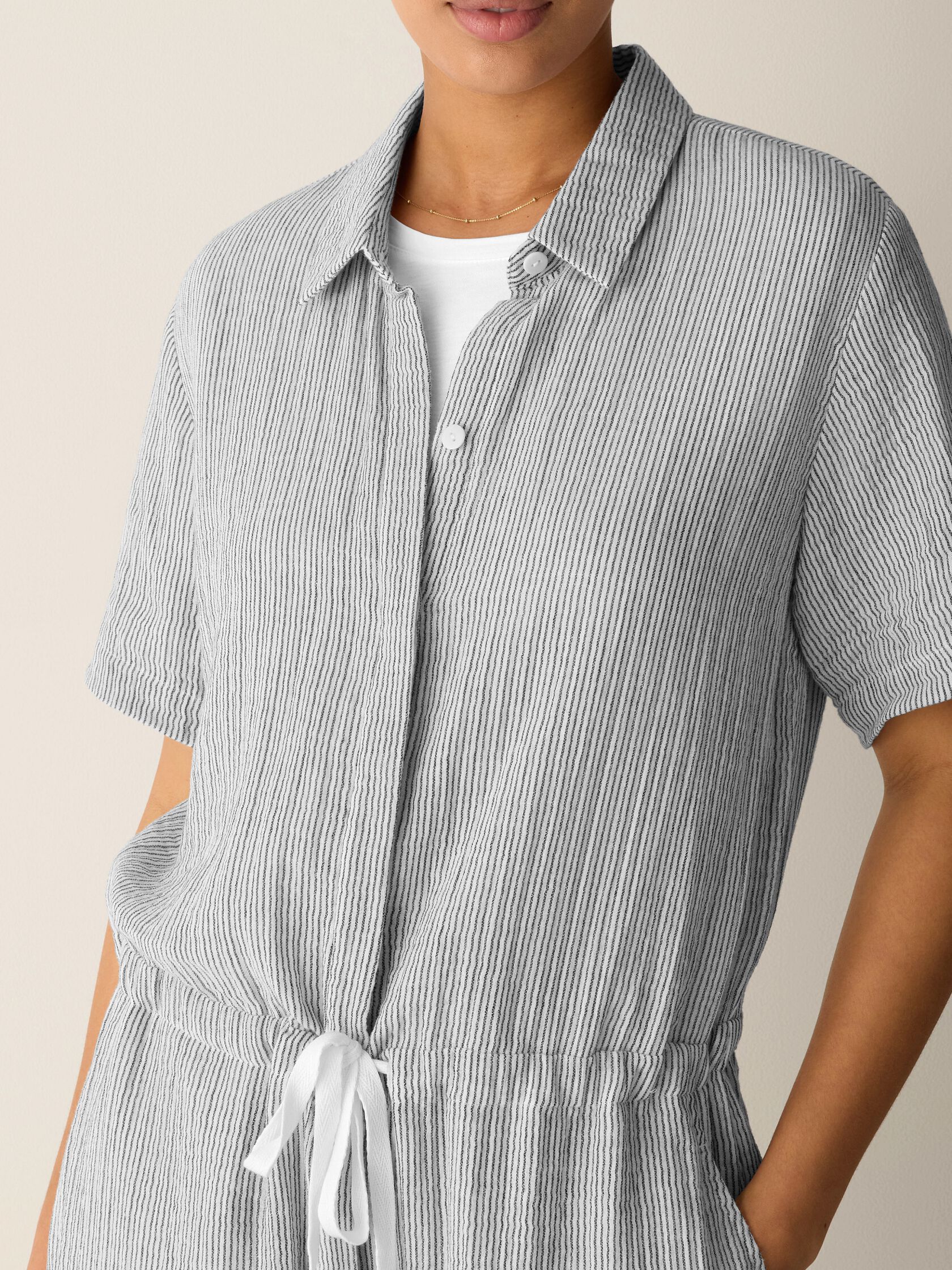 Striped Organic Cotton Gauze Jumpsuit