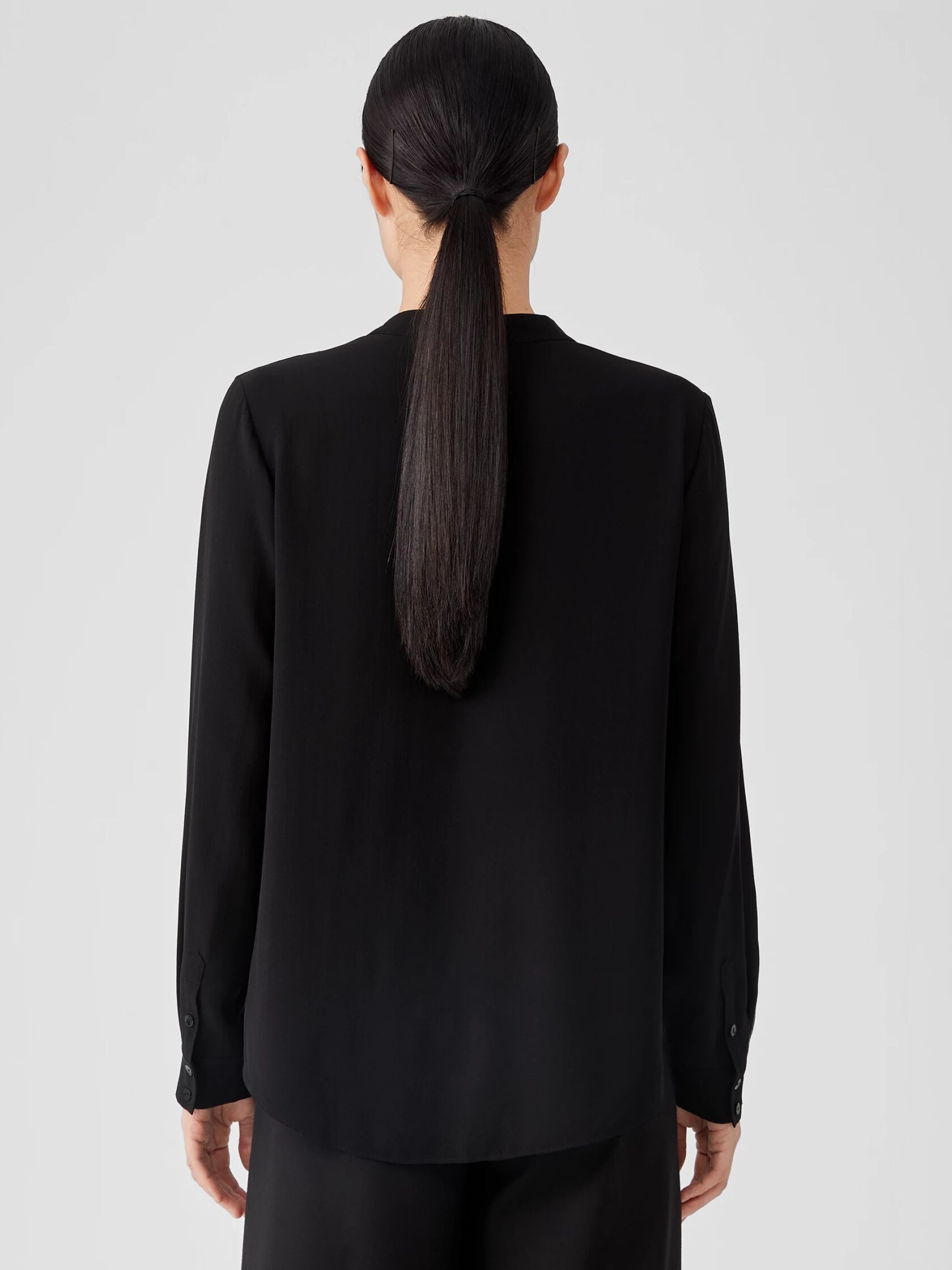 Silk Georgette Crepe V-Neck Shirt