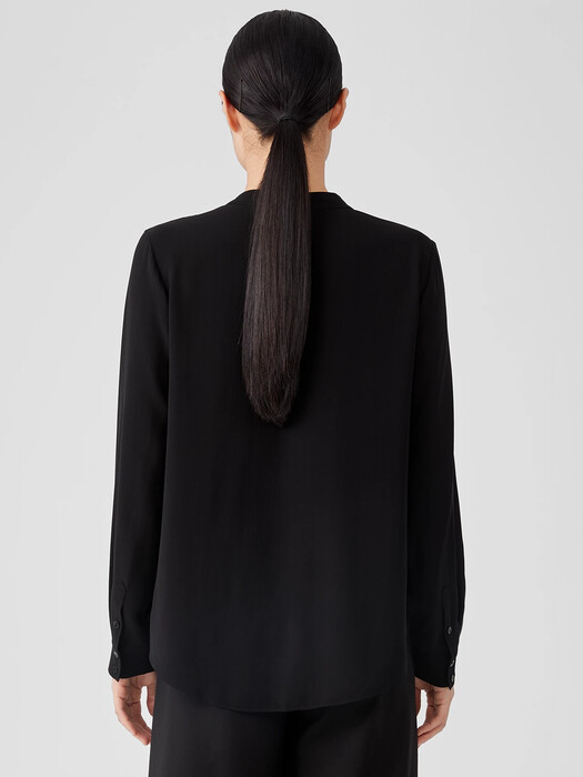 Silk Georgette Crepe V-Neck Shirt