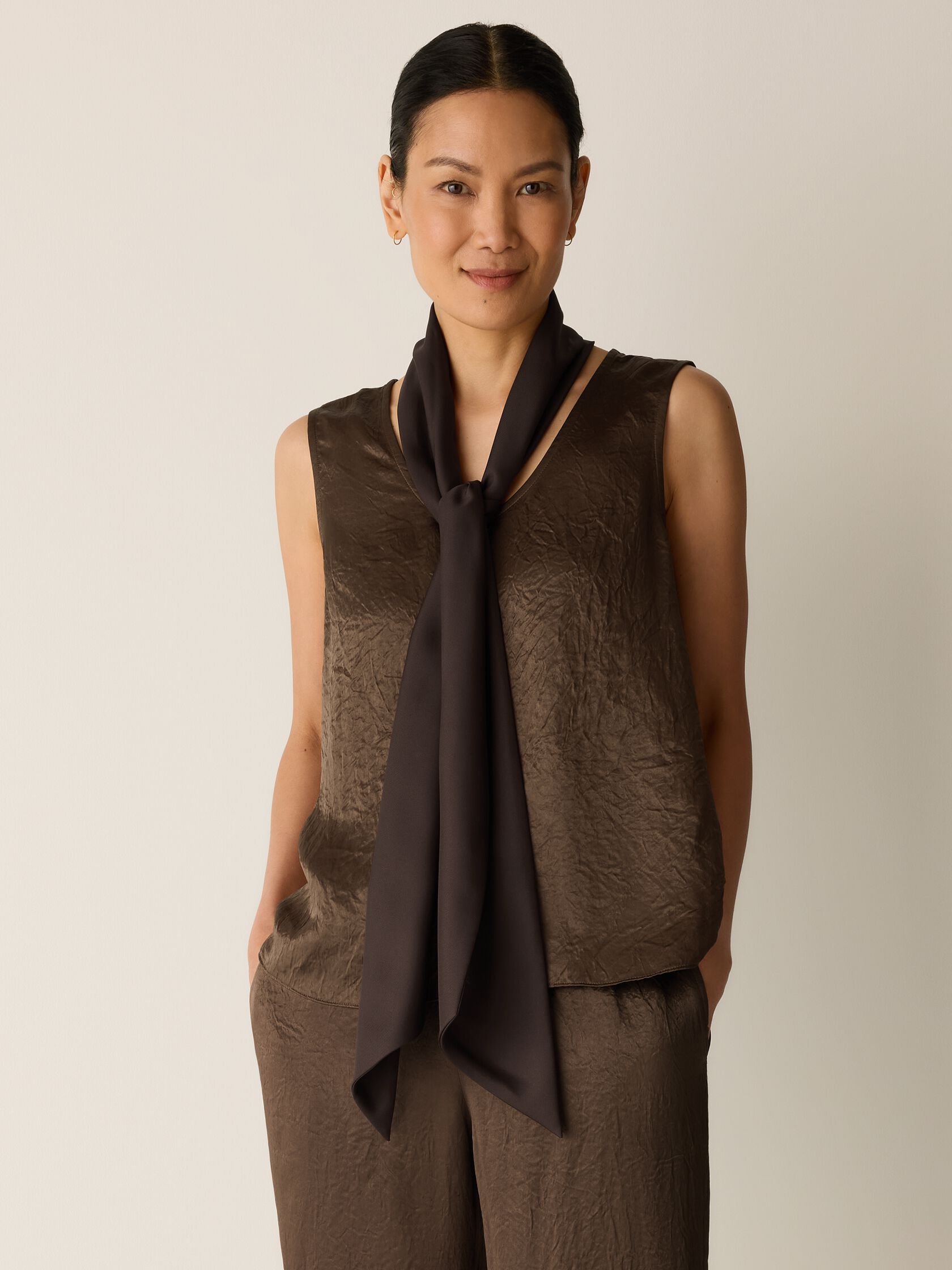 Silk Twill Double Tie Scarf