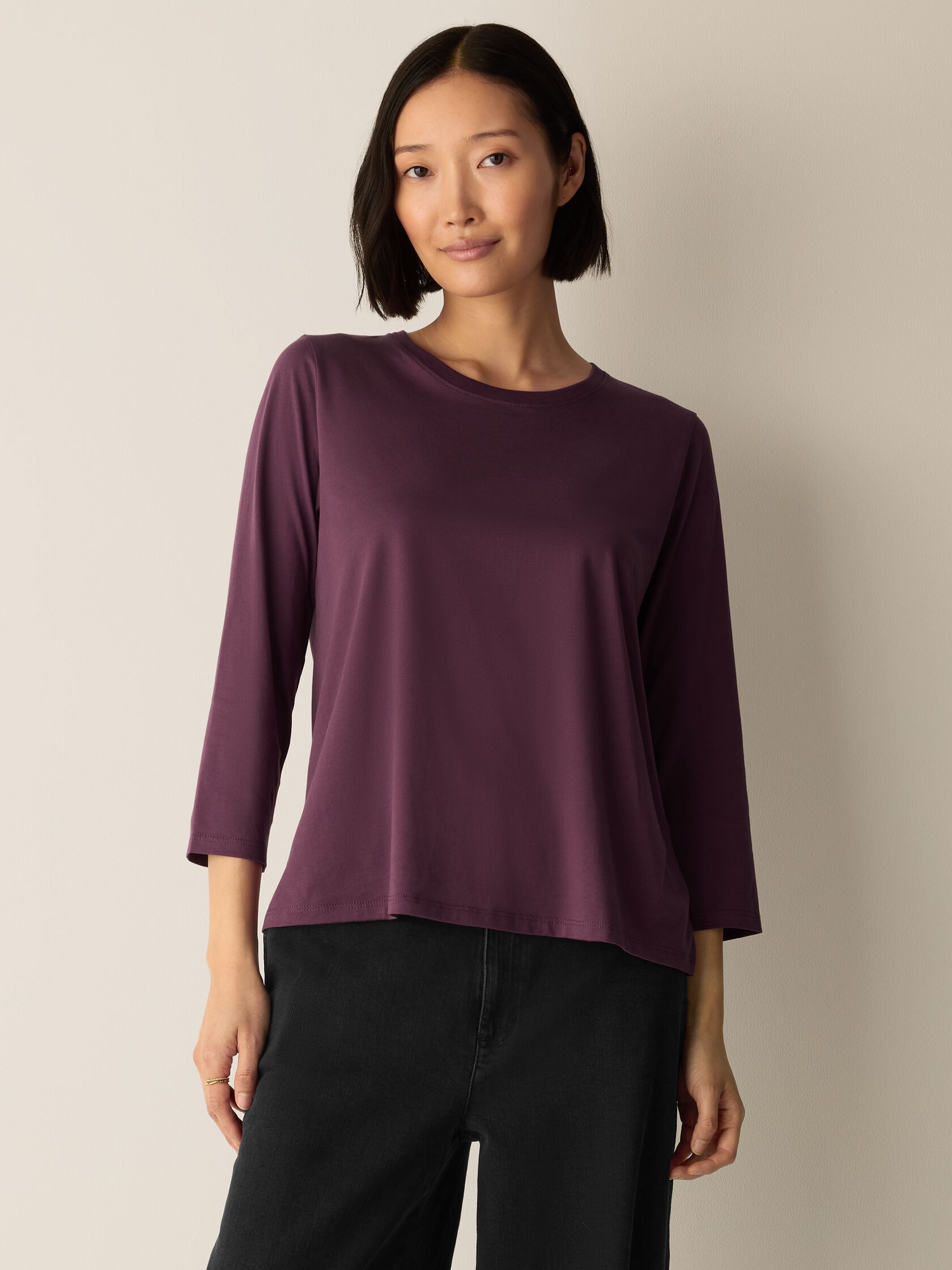 Organic Pima Cotton Jersey 3/4-Sleeve Tee