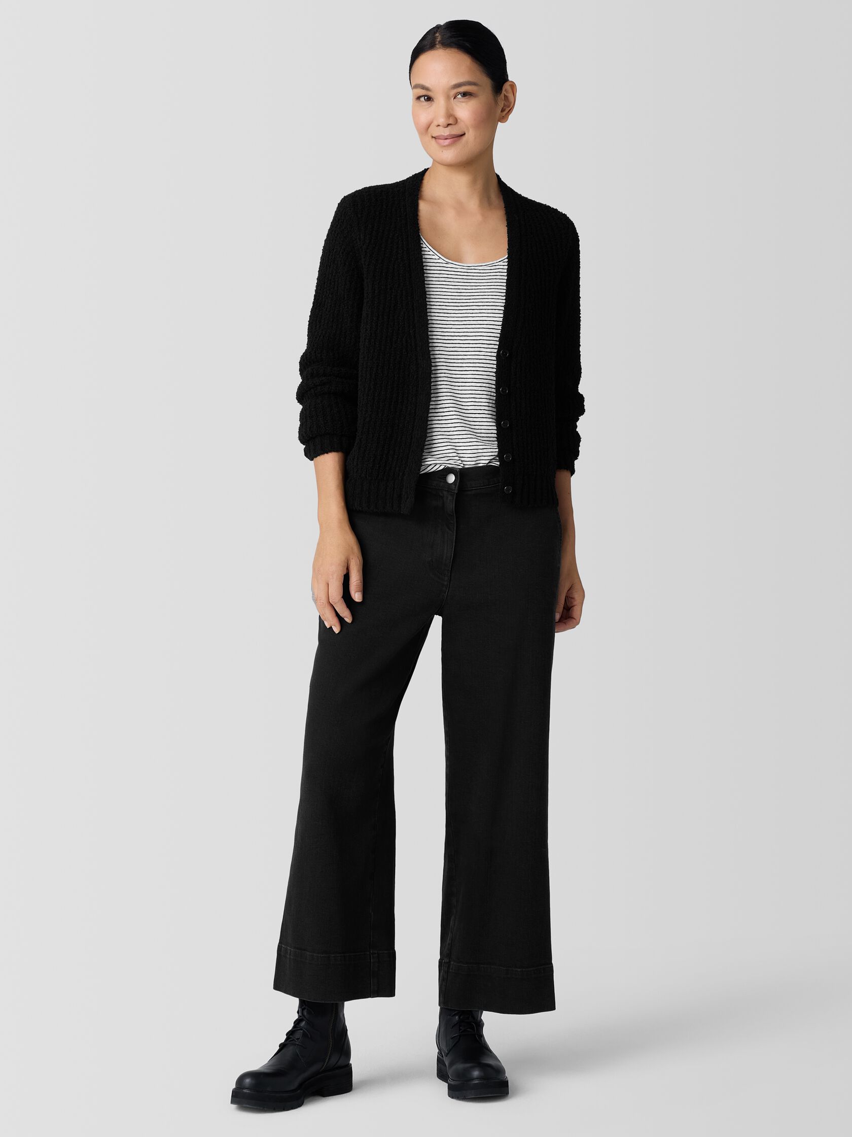 Cotton Stretch Denim Wide-Leg Jean
