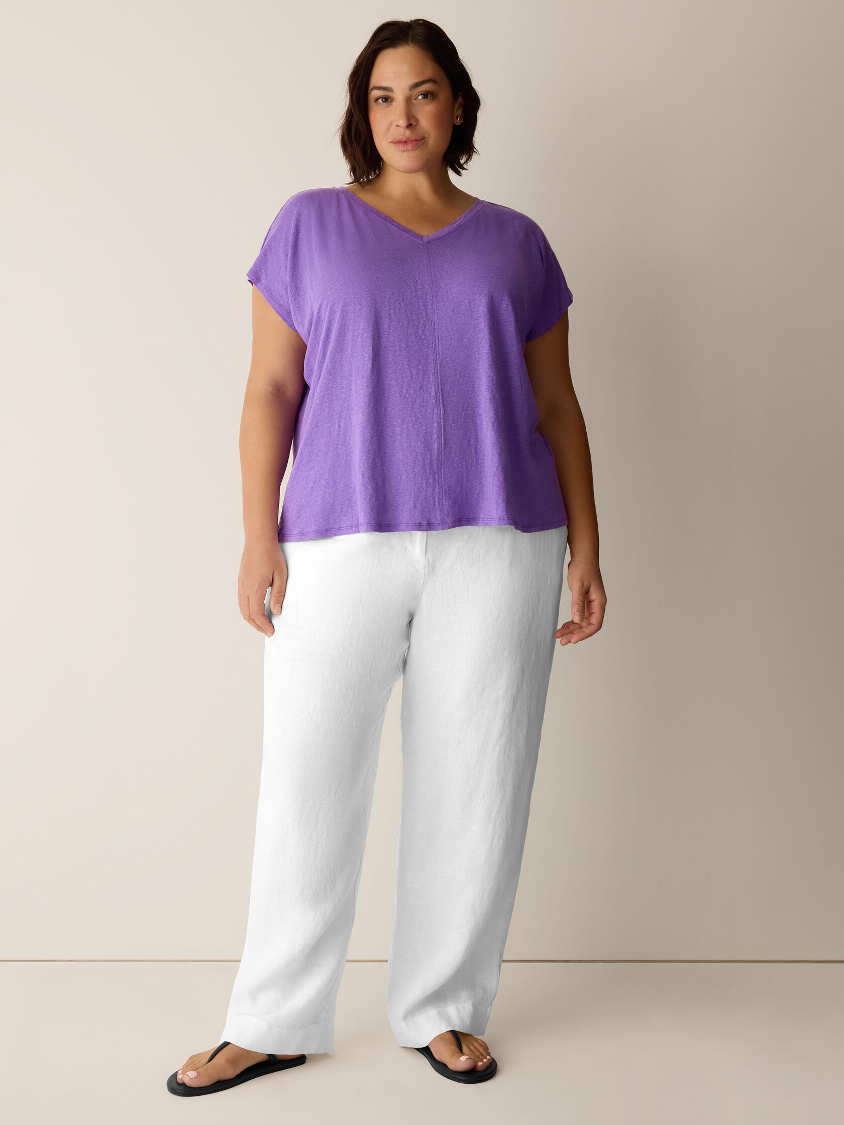 Organic Linen Jersey V-Neck Tee