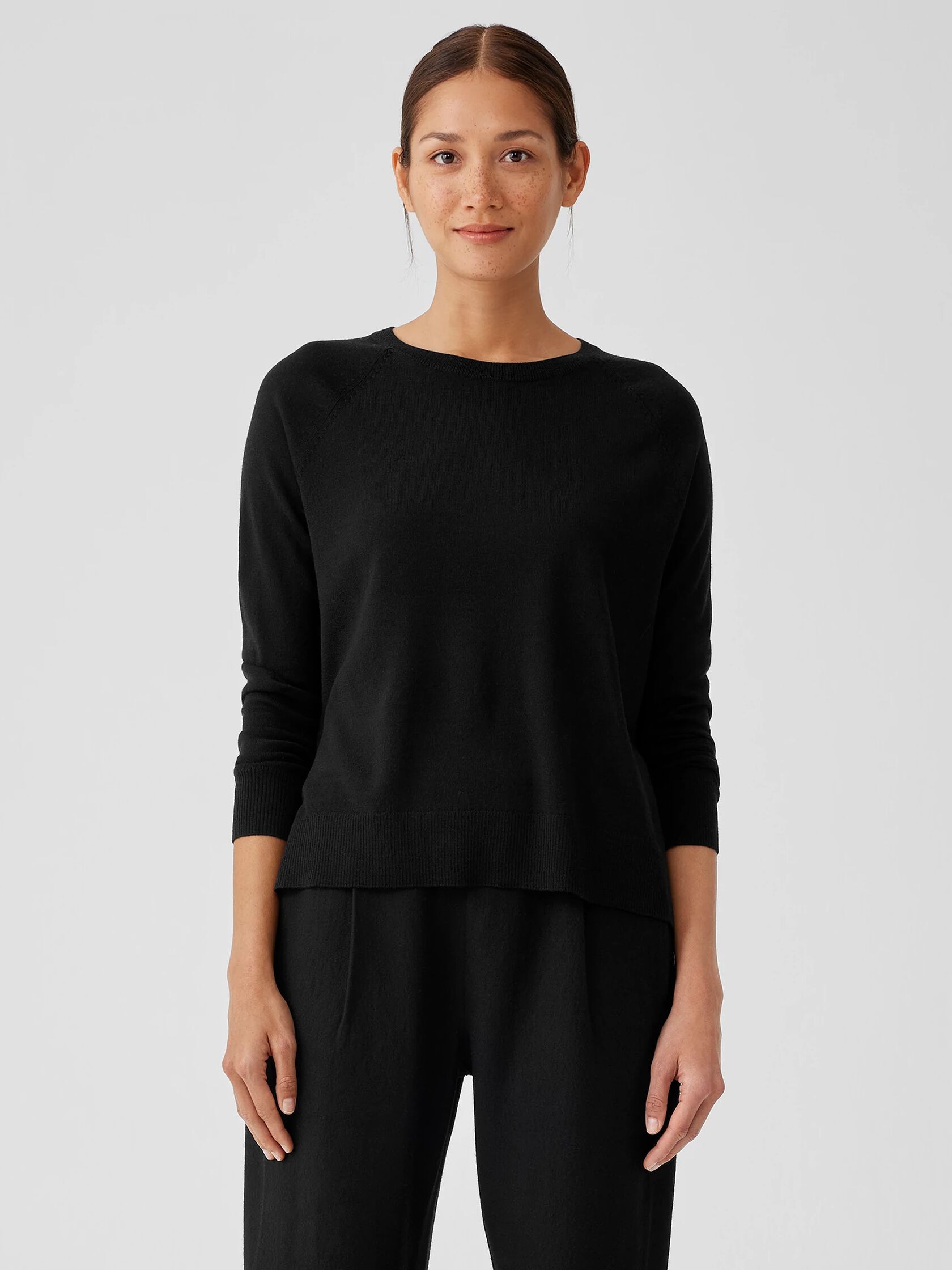 Fine Merino Jersey Crew Neck Top in Regenerative Wool