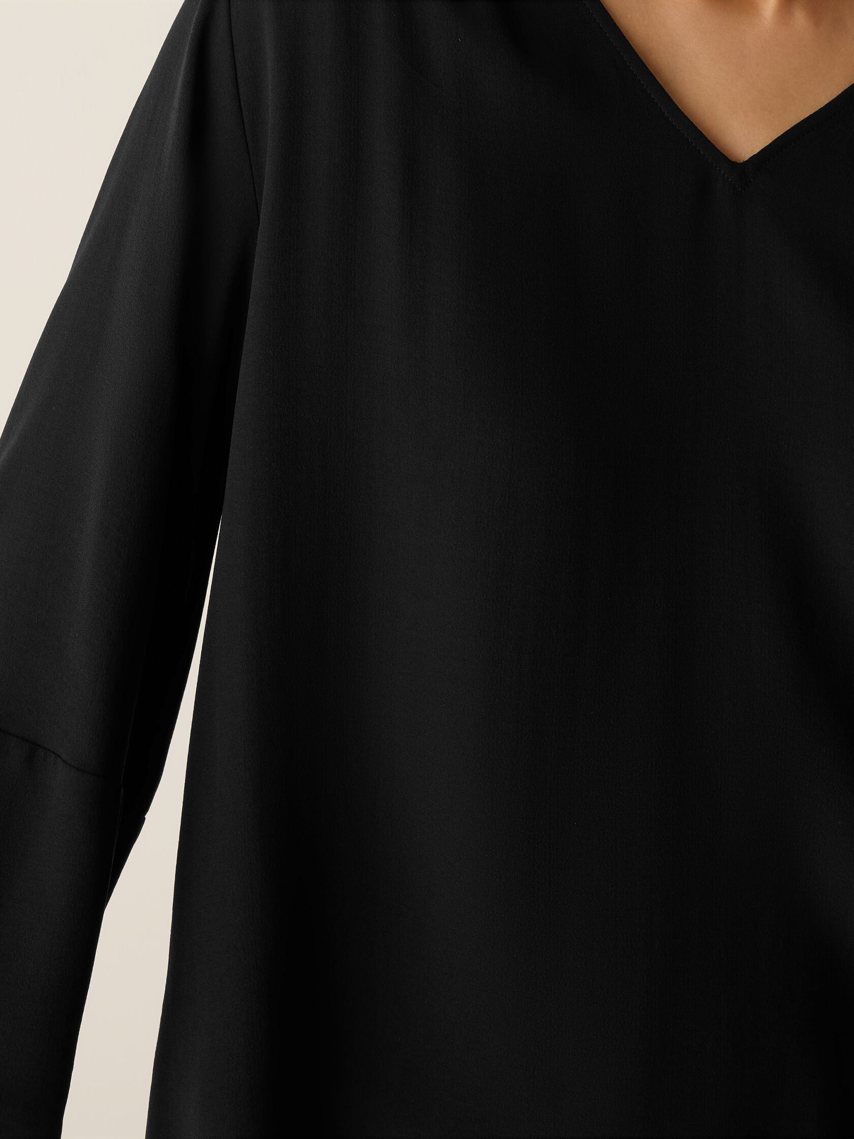 Silk Georgette Crepe V-Neck Top