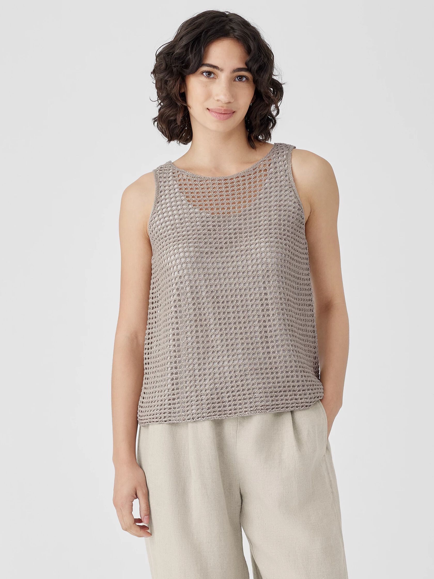 Organic Linen Délavé Round Neck Tank