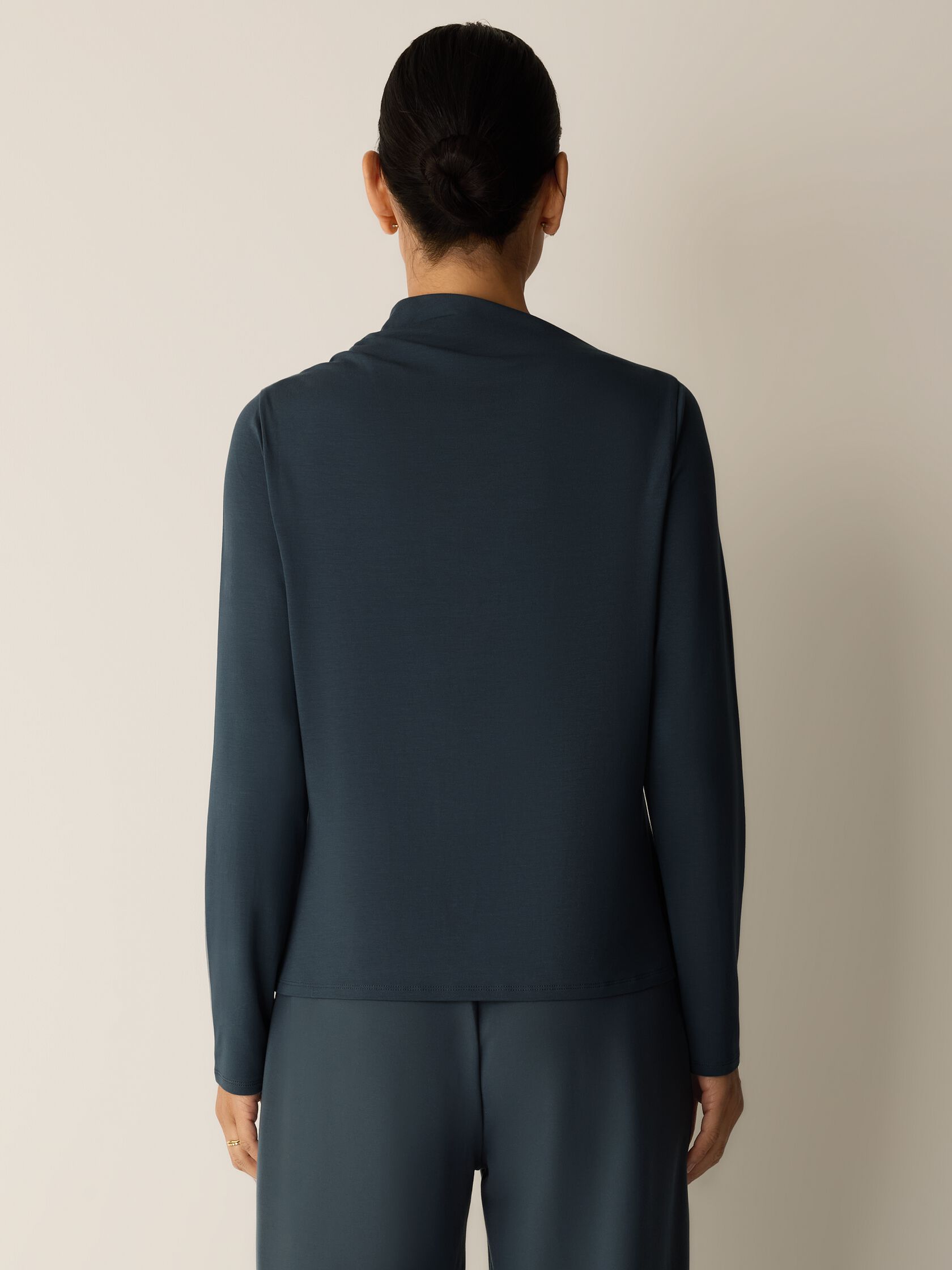 Stretch Jersey Knit Drape Neck Top
