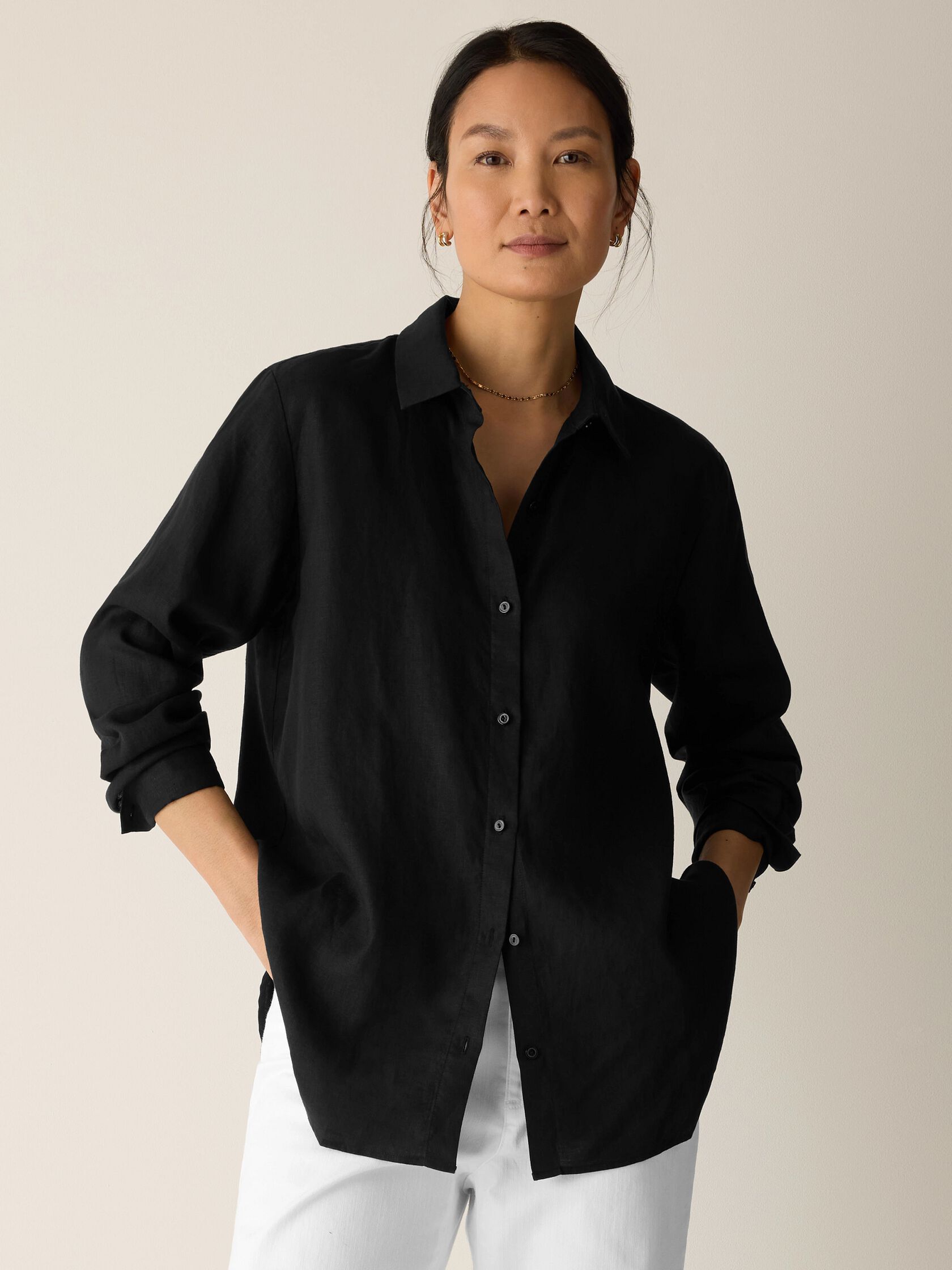 Organic Handkerchief Linen Classic Collar Shirt