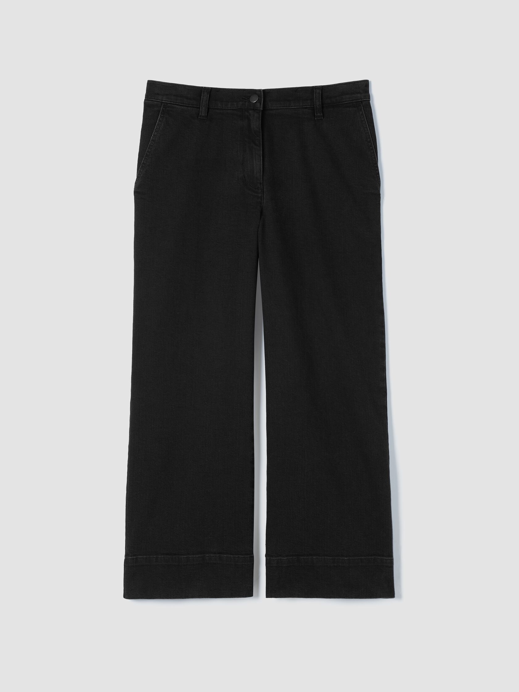 Cotton Stretch Denim Wide-Leg Jean