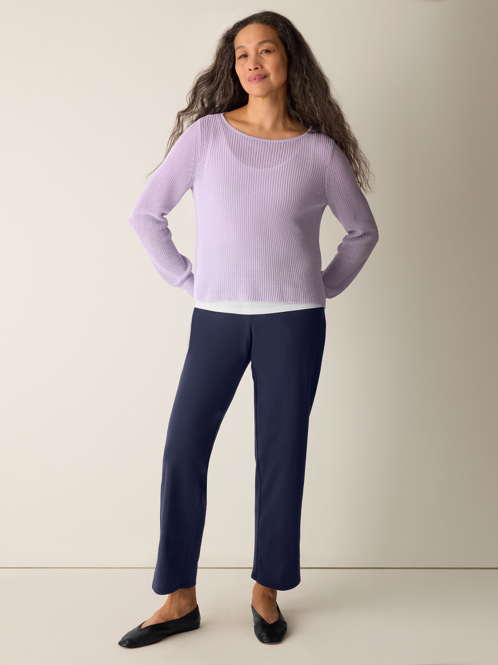 Cotton Silk Cord Ballet Neck Top