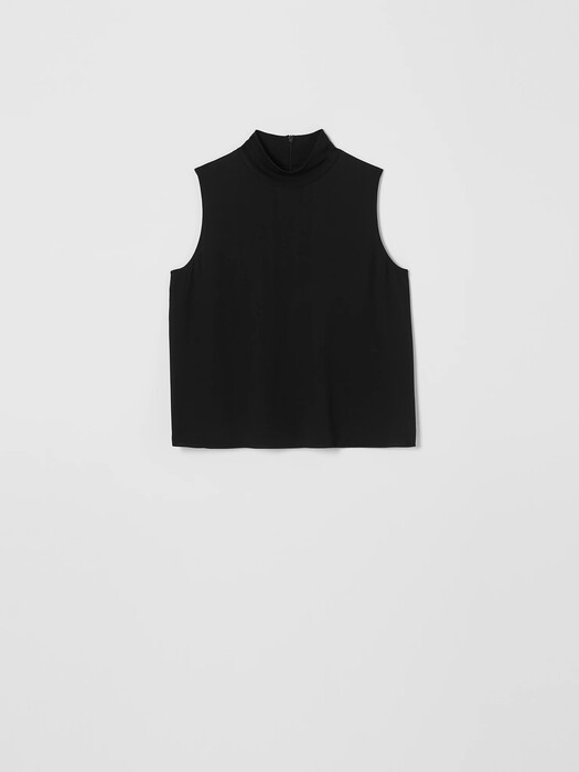 Silk Georgette Crepe Mock Neck Tank