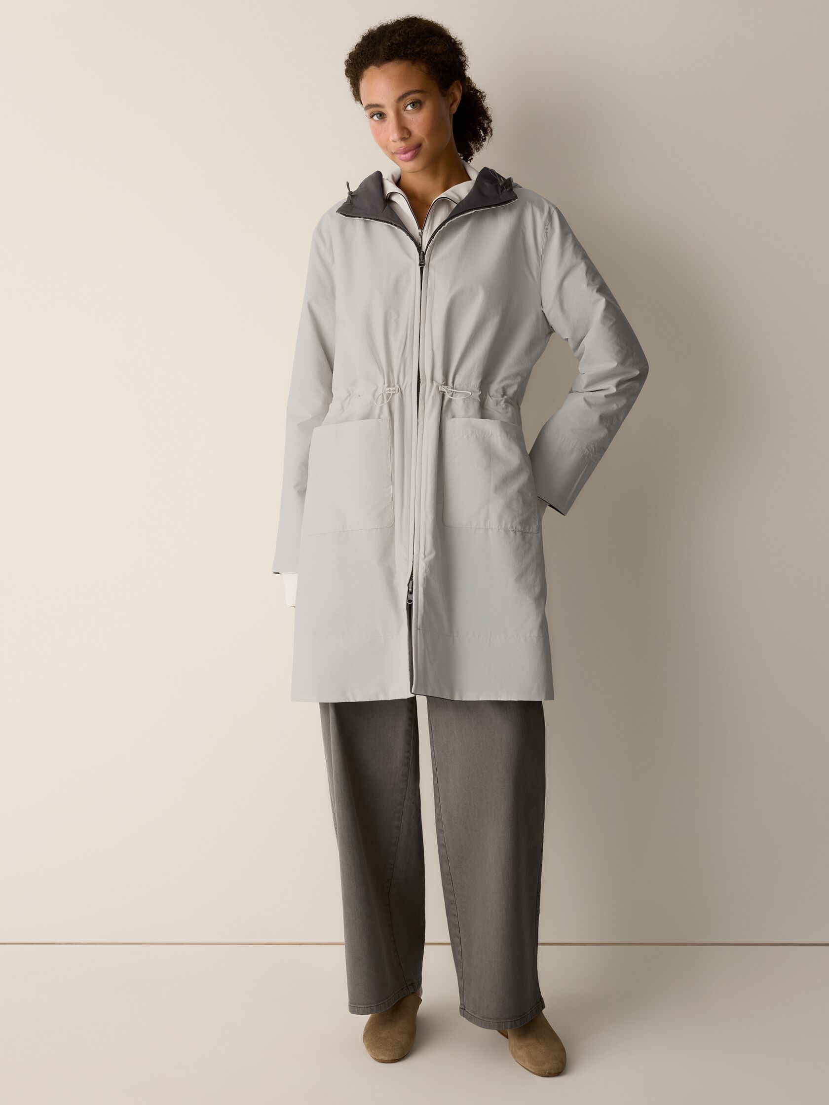 Cotton Nylon Reversible Hooded Coat