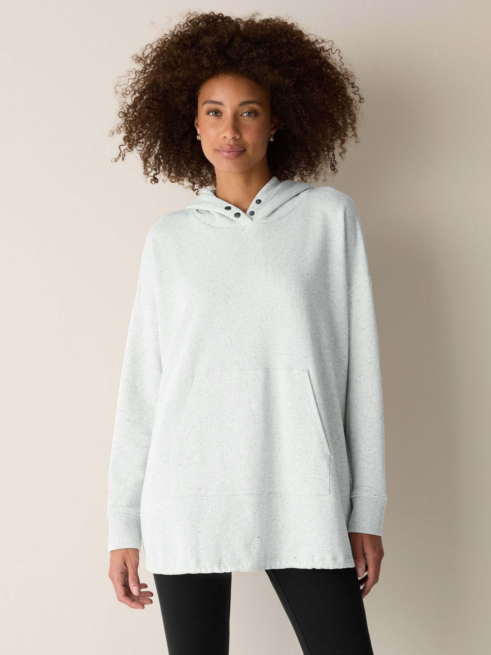 Heathered Fleece Hooded Long Top