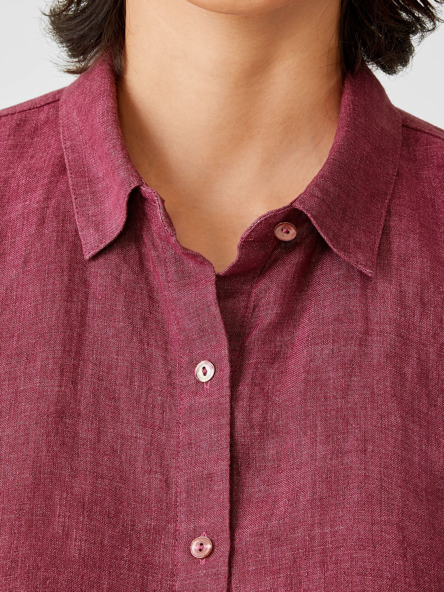 Washed Organic Linen Delave Classic Collar Shirt